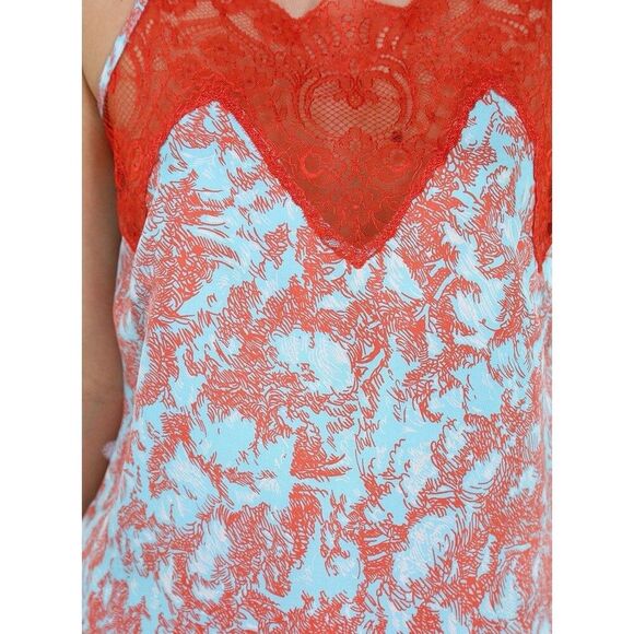 Beatrice B Camisole Lace Top Pop Reef Size 4 Small Teal Orange Made in Italy - Picture 12 of 13